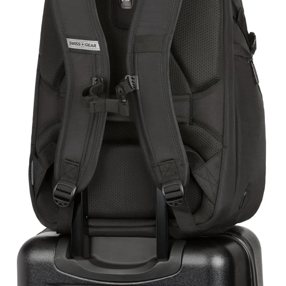 SwissGear Black Backpack with Durable Fabric and Padded Straps - Picture 2 of 10